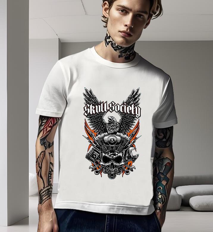 Unisex T shirt 100% Cotton 230g skull Hip Hop Street Plus Size Cartoon Pure Cotton Couples T Shirts Fashion Casual Clothings