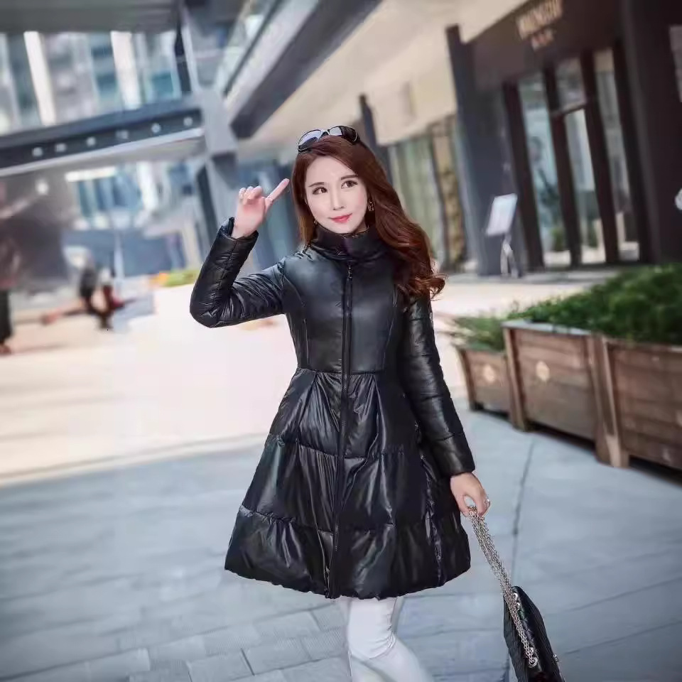 New Womens Long Style New Large Swing Down Cotton Jacket