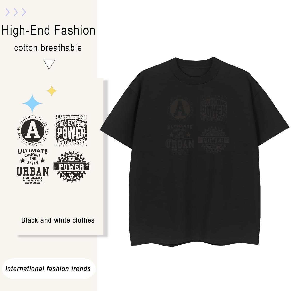 Wholesale Womens Tshirts 230g 100% Cotton letter Casual Sport T-Shirts Crew Neck Breathable Cartoon Print Tops Tees