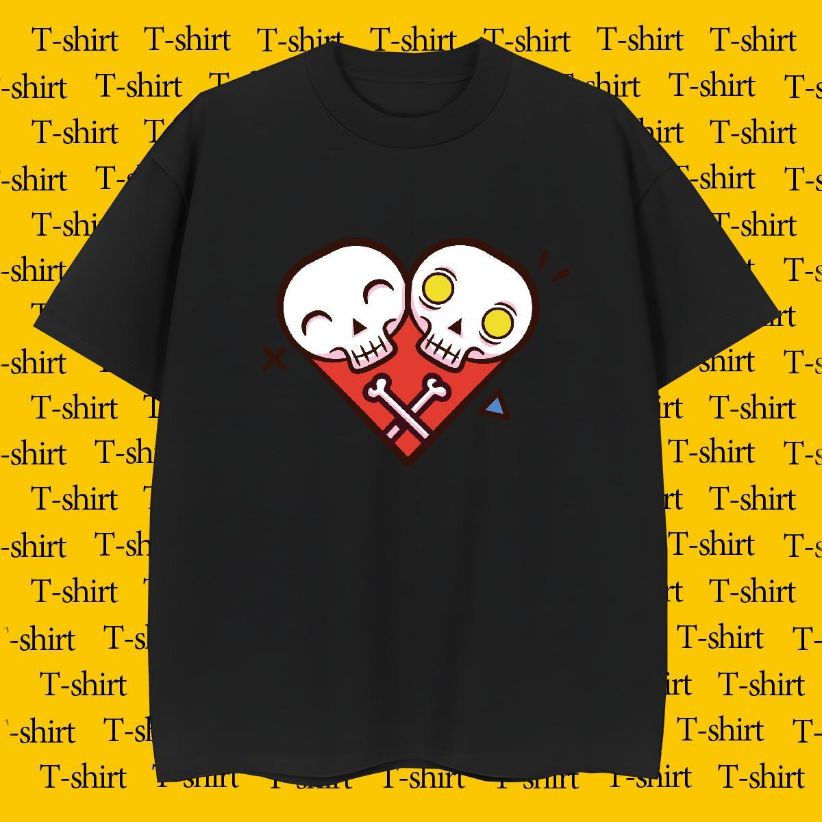 Designer T-Shirts for Men 230g Cotton skull Daily Outfit Custom Printed Breathable Short Sleeve Men Tees 2024 DIY Clothings