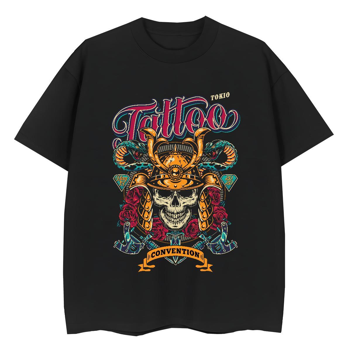 Loose T Shirts Men 230g Pure Cotton skull Daily Wear Customized Breathable Short Sleeve Men Tshirts New Polos