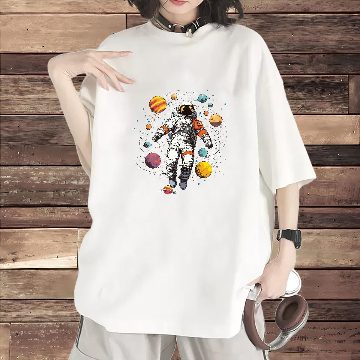 Designer Couples T Shirts 230g Pure Cotton cosmonaut Casual T Shirt For Woman Comfortable Custom Print Plus Size Clothes