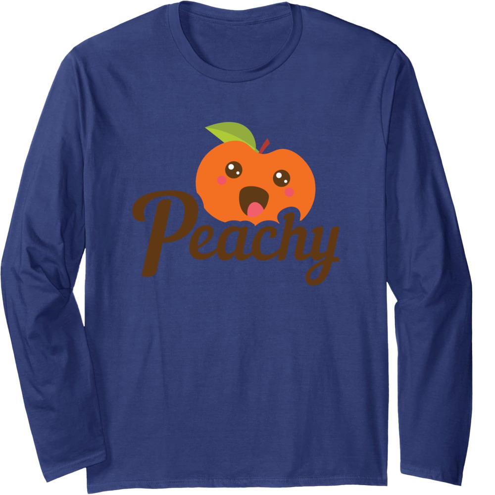 Long Sleeve Shirts for Men sweatshirt Cute Cartoon Fruit Peachy Mood Peachy Colors Life Apple Gift Long Sleeve Tee Streetwear Casual tops clothes