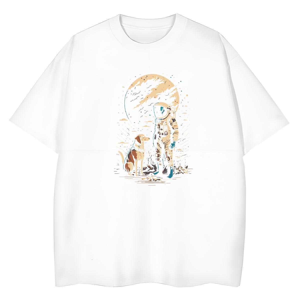 Free Shipping Unisex Tshirts 100% Cotton 230g planet Street Wear Woman T Shirts Breathable Cartoon Floral Printing Tees Shirts