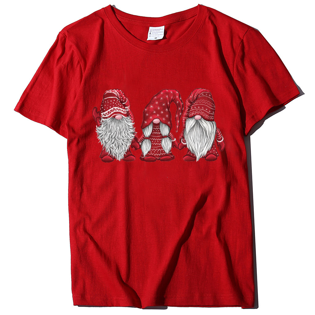 Women's European Dwarf Short sleeved Santa Claus Christmas T-shirt dongdumaoyi