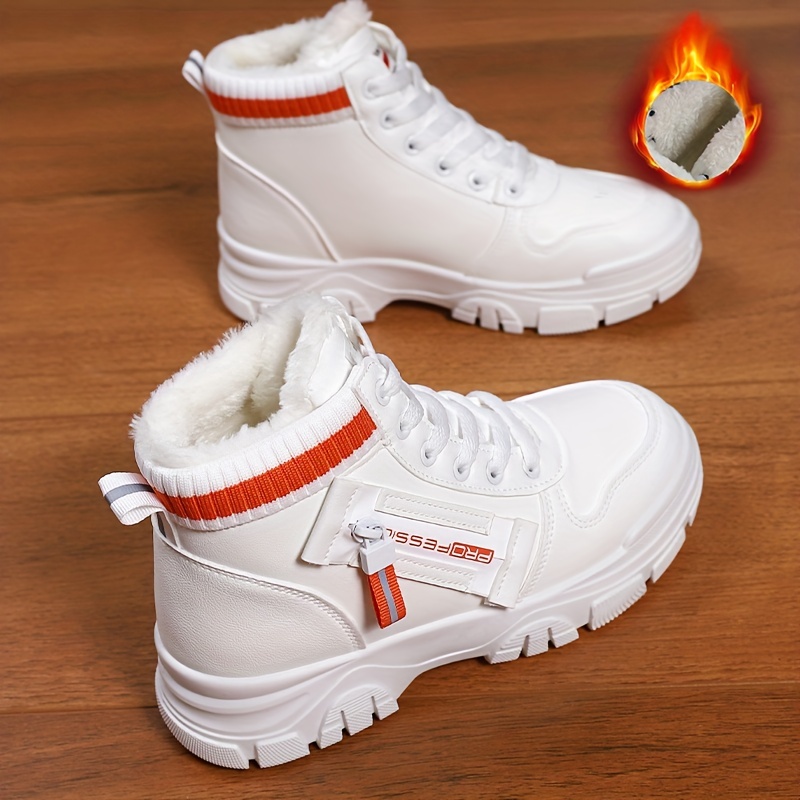 Non Slip High Top Snow Boots, Fur Lined Thermal Round Toe Winter Boots, Platform Warm Wear Resistance Snow Shoes