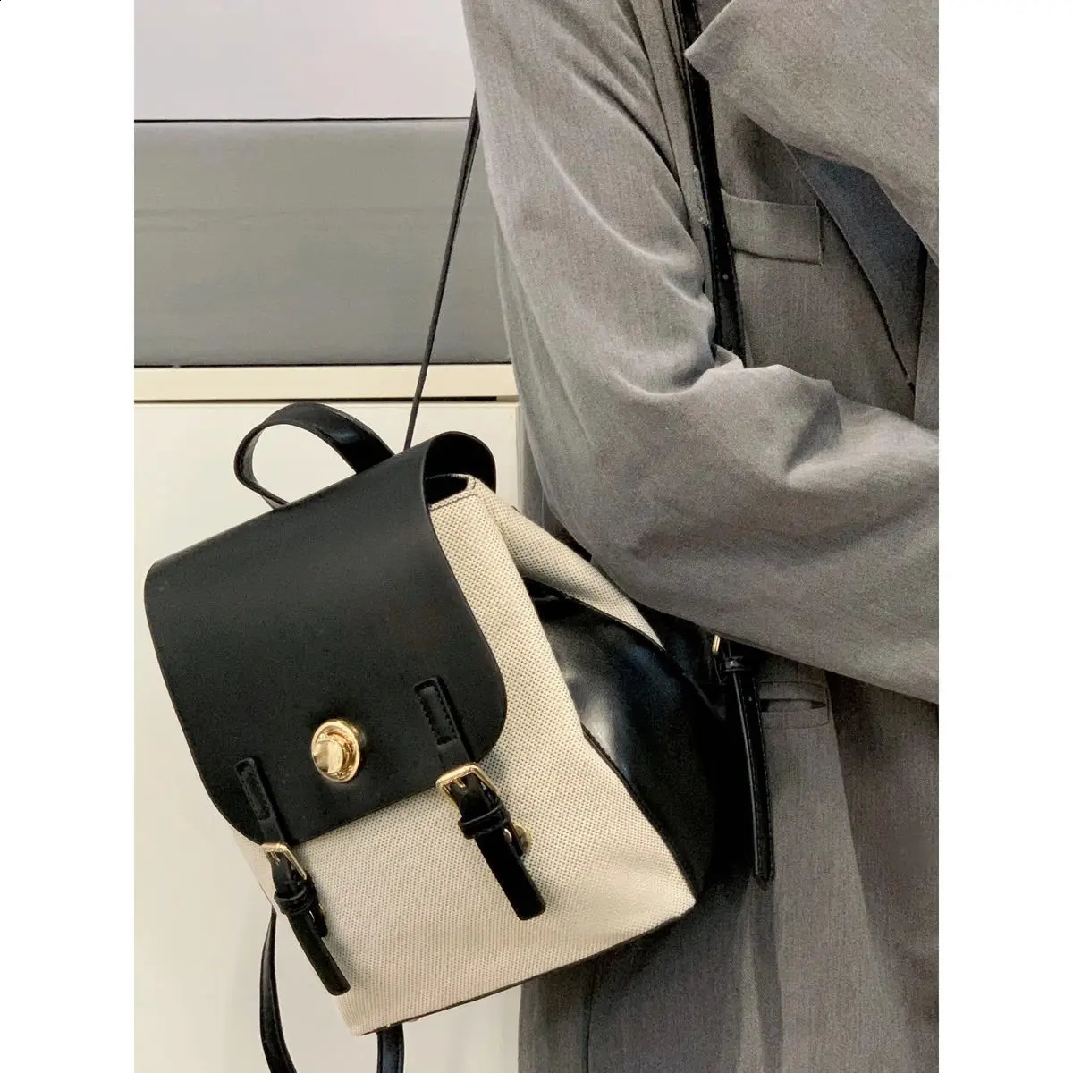 Miyagawa Korean Contrast Color Backpack Fashion Edition Portable Korean Academy Style Commuting Backpack 240912