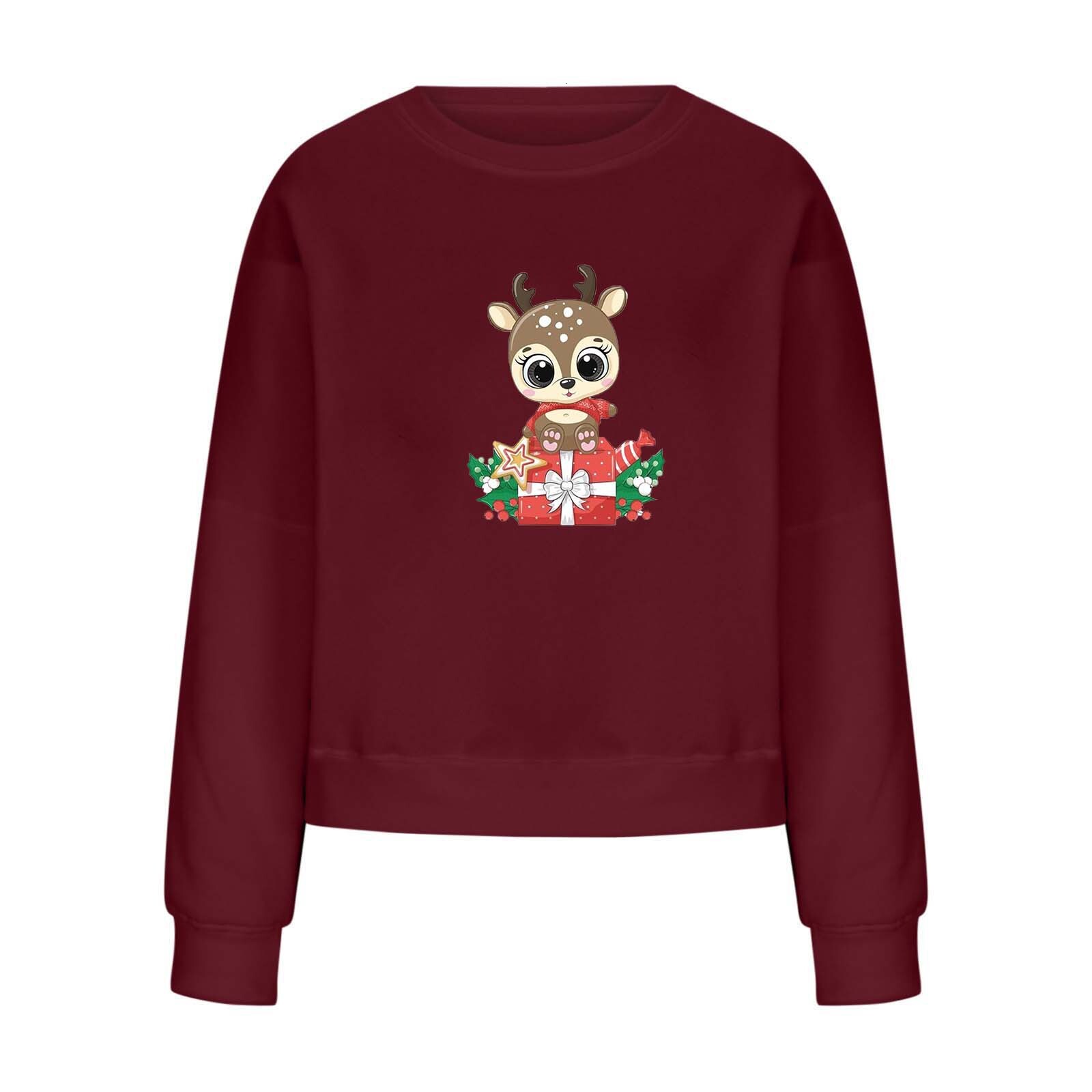 Personalized cute deer print plus size women's loose fit dongdumaoyi