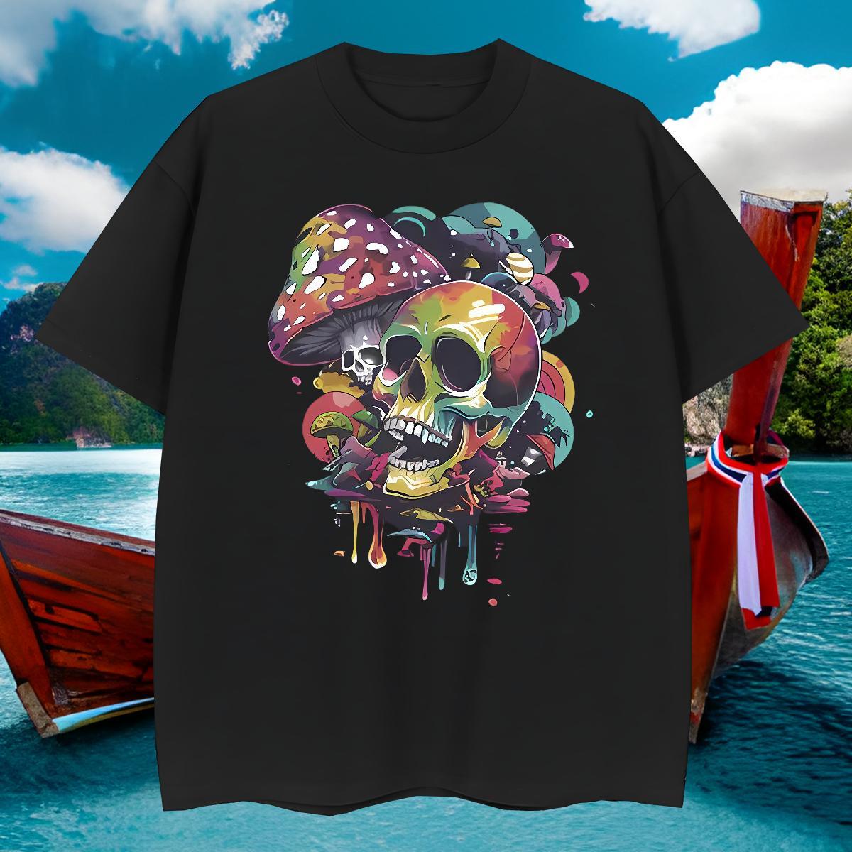 Brand T-Shirts for Men 230g Cotton mushroom Casual Daily Wear Anime Breathable Men Tshirts Factory Direct Tops