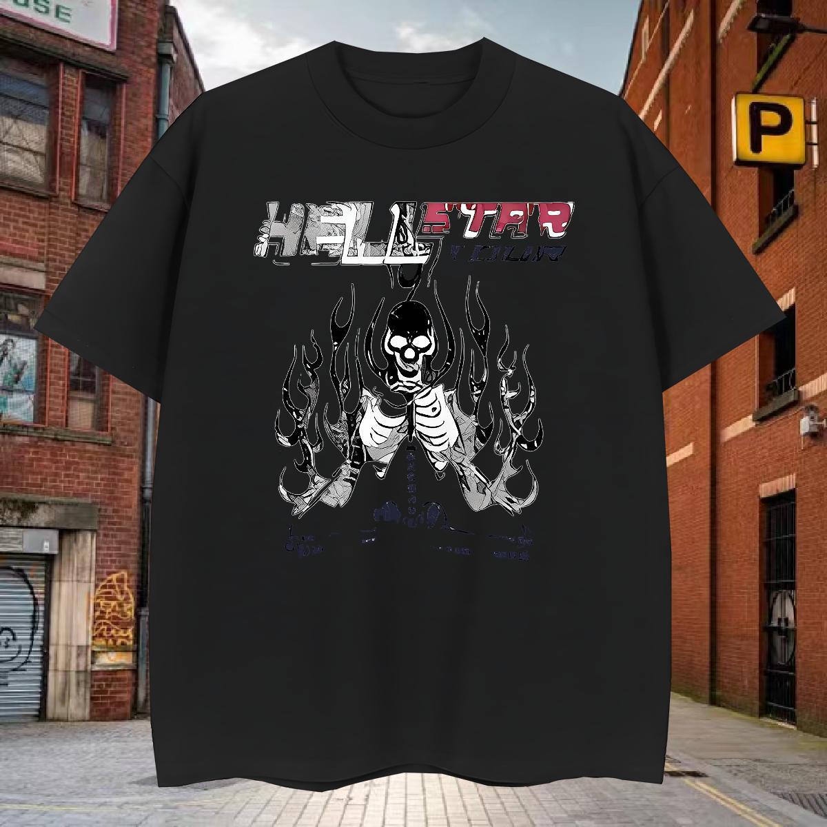 Unisex T-Shirts for Men 230g Pure Cotton skull Street Oversized Breathable Soft Men Tees Fashion New Polos