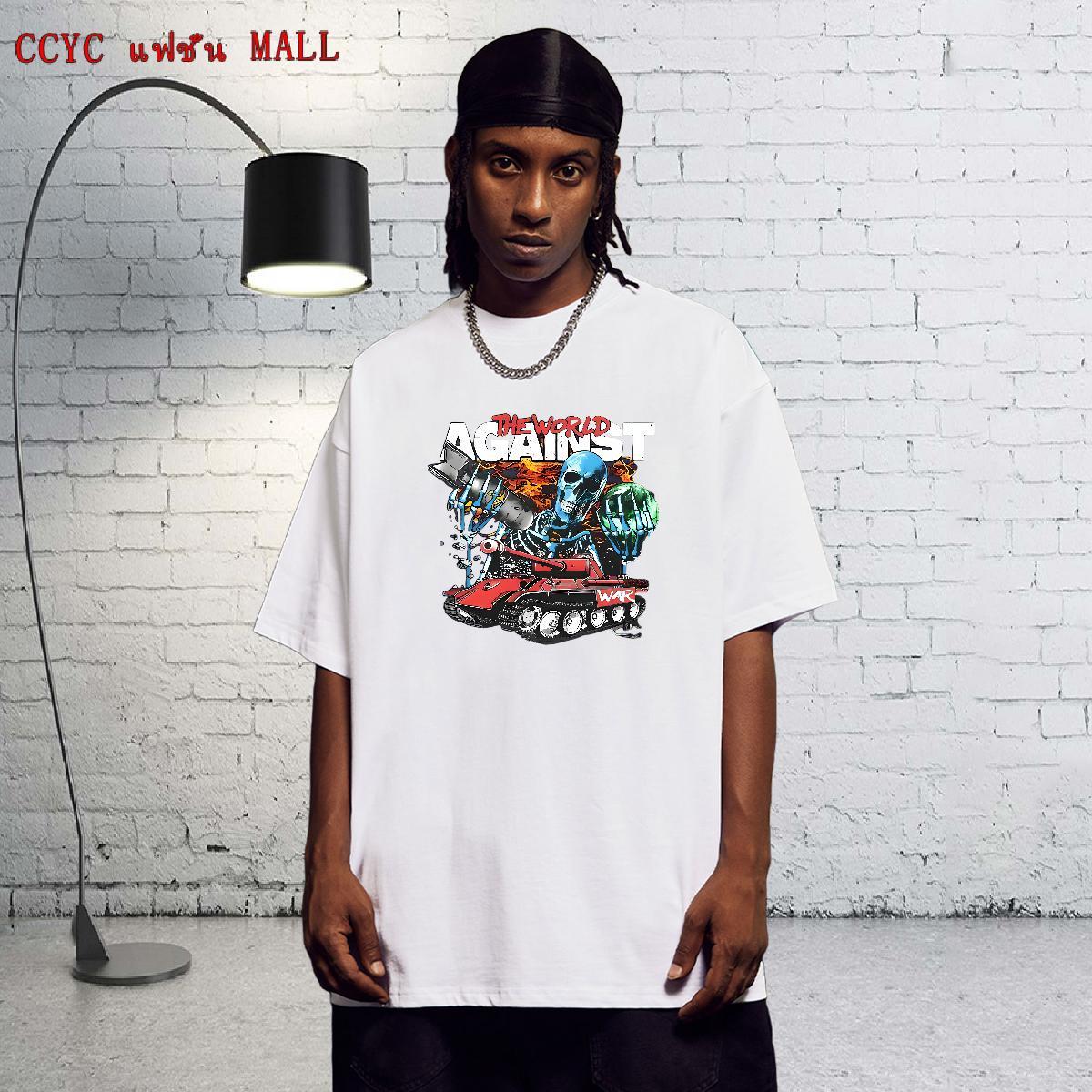 Comfortable Man T Shirts 230g Cotton skull Daily Outfit DIY Printed Short Sleeve Soft Men Clothes T-Shirt DIY Customized Tops Tees