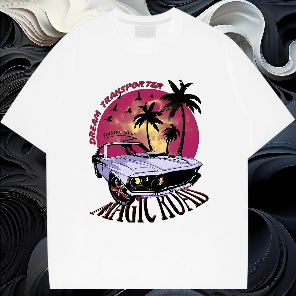 Loose T-Shirts for Men 230g Pure Cotton car Daily Wear Oversized O Neck Short Sleeves Men Tees Fashion Casual Clothings