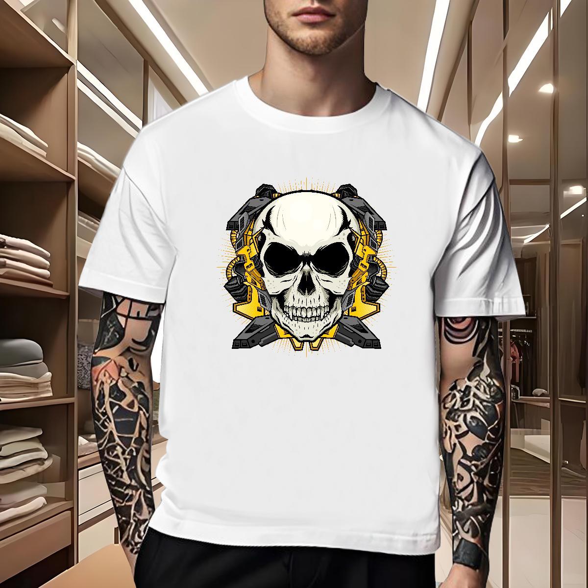 Loose T Shirt For Man 100% Cotton 230g skull Street wear Hip Hop Custom Big Size Short Sleeve Soft Couples T Shirts Free Shipping Tees