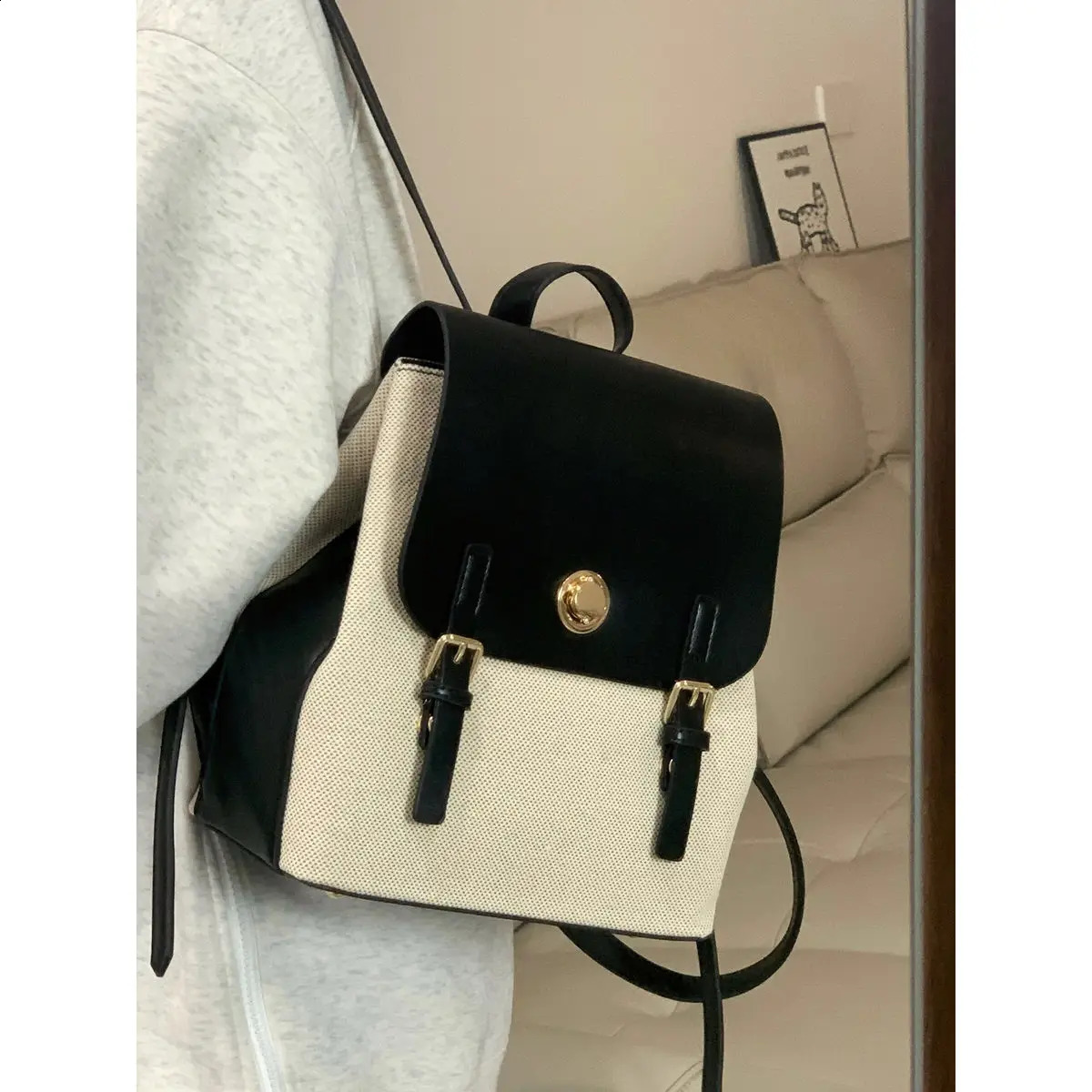 Miyagawa Korean Contrast Color Backpack Fashion Edition Portable Korean Academy Style Commuting Backpack 240912