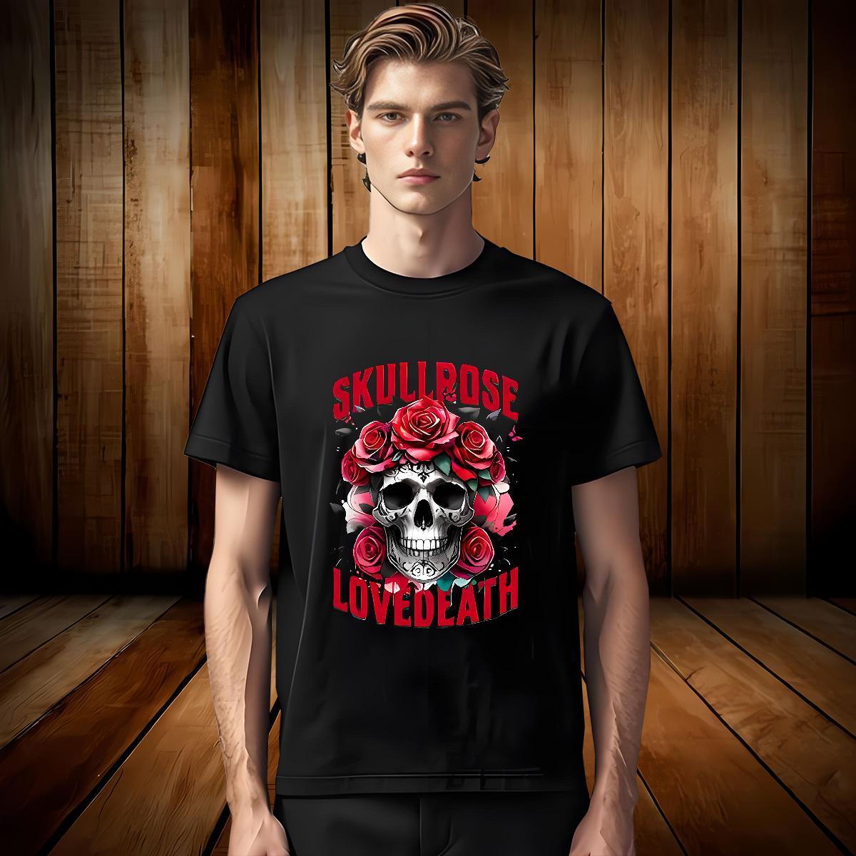 Cool Design Mens T Shirts 230g Pure Cotton flower Daily Wear Black Oversized Breathable Soft Men Tops Tees 2024 DIY Tshirts