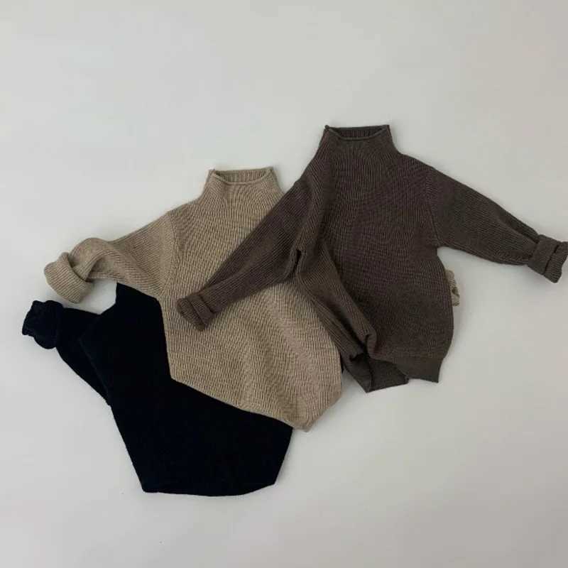 Sweater childrens turtle neck sweater long sleeved soft wool clothing boys girls knitted sweater top autumn winterW240824