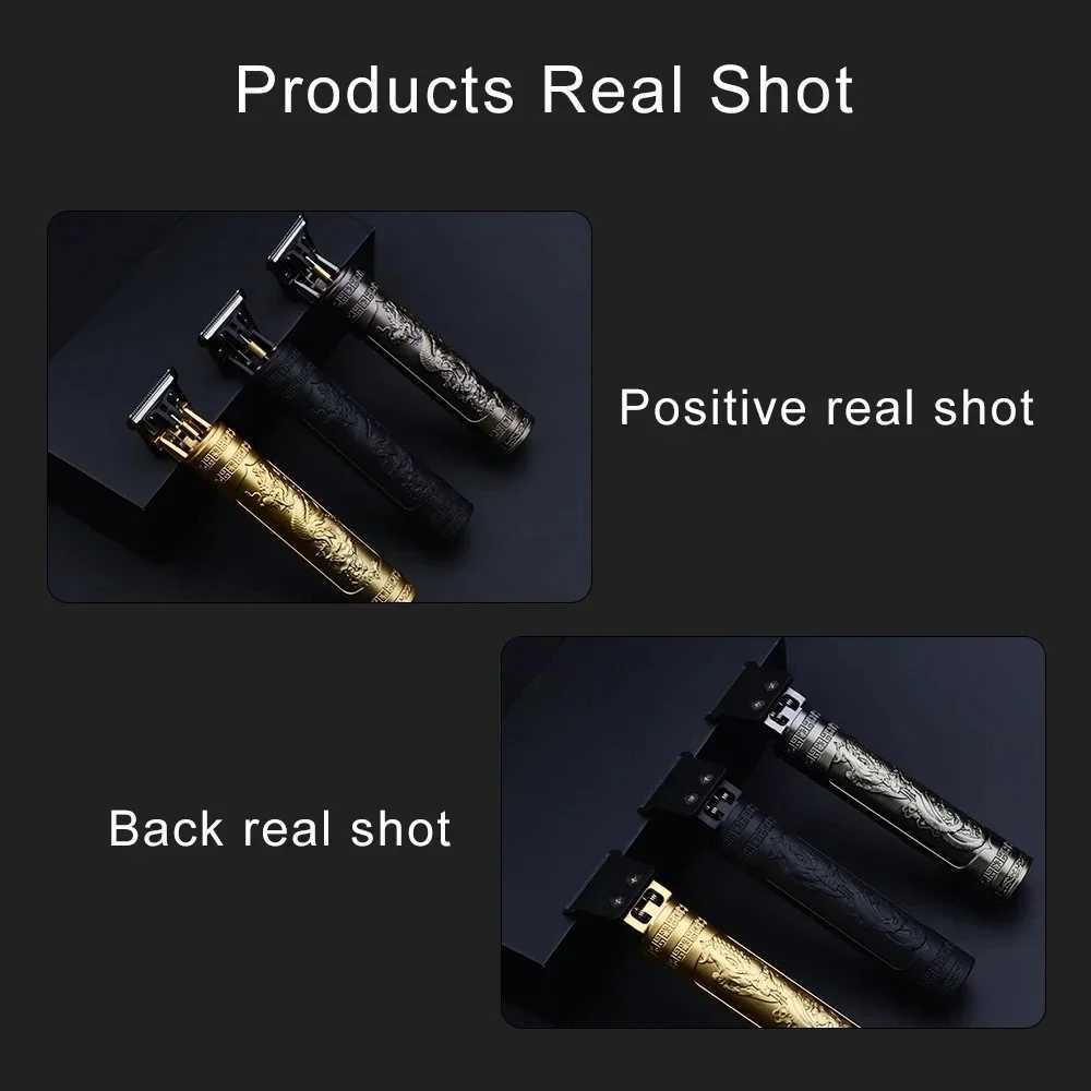 Vintage T9 Hair Clipper Electric Rechargeable Hair Cutting Machine Professional Men Shaver Barber Trimmer for Men Dragon Buddha W241227