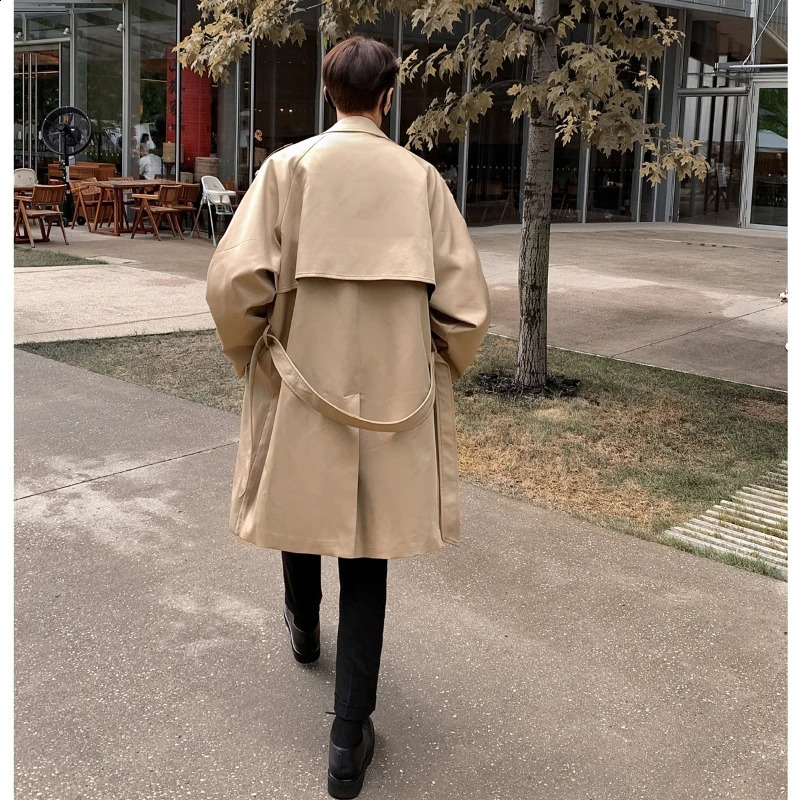 Mens Trench Mid Length Casual Coats Rugged and Handsome High Grade Feeling Coat Long Jackets for Men 240826