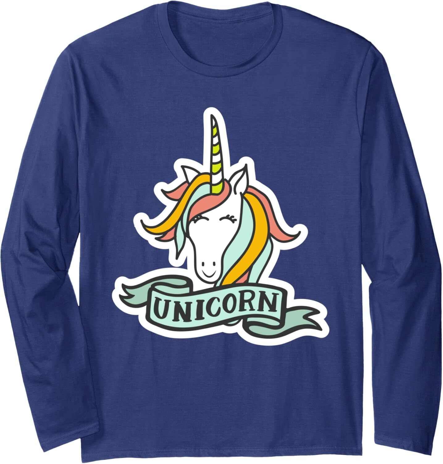 Long Sleeve Shirts for Men sweatshirt Magical Happy Unicorn Fun Cute Lovely Colorful Long Sleeve Tee Streetwear Casual tops clothes