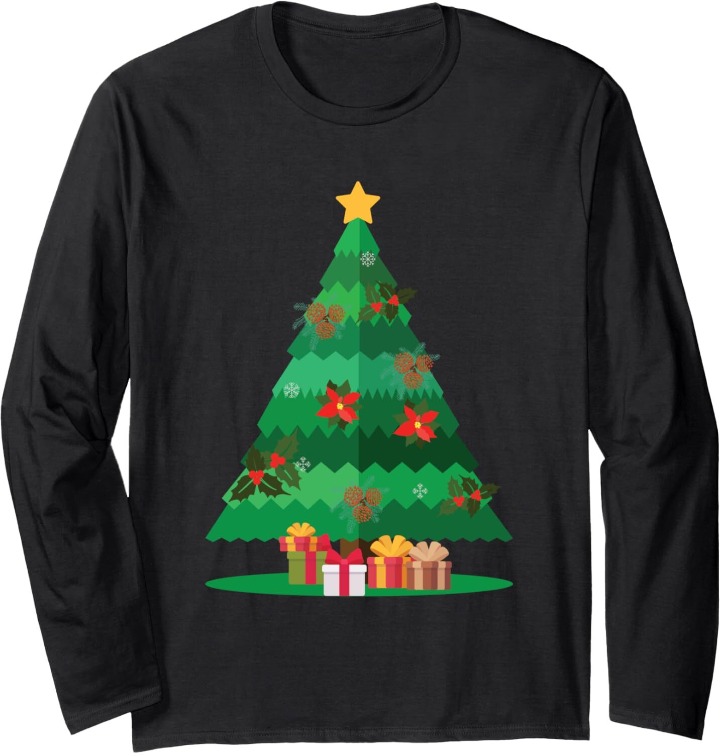 Long Sleeve Shirts for Men sweatshirt Christmas Tree With Gift Boxes On The Foot Cartoon Long Sleeve Tee Streetwear Casual tops clothes
