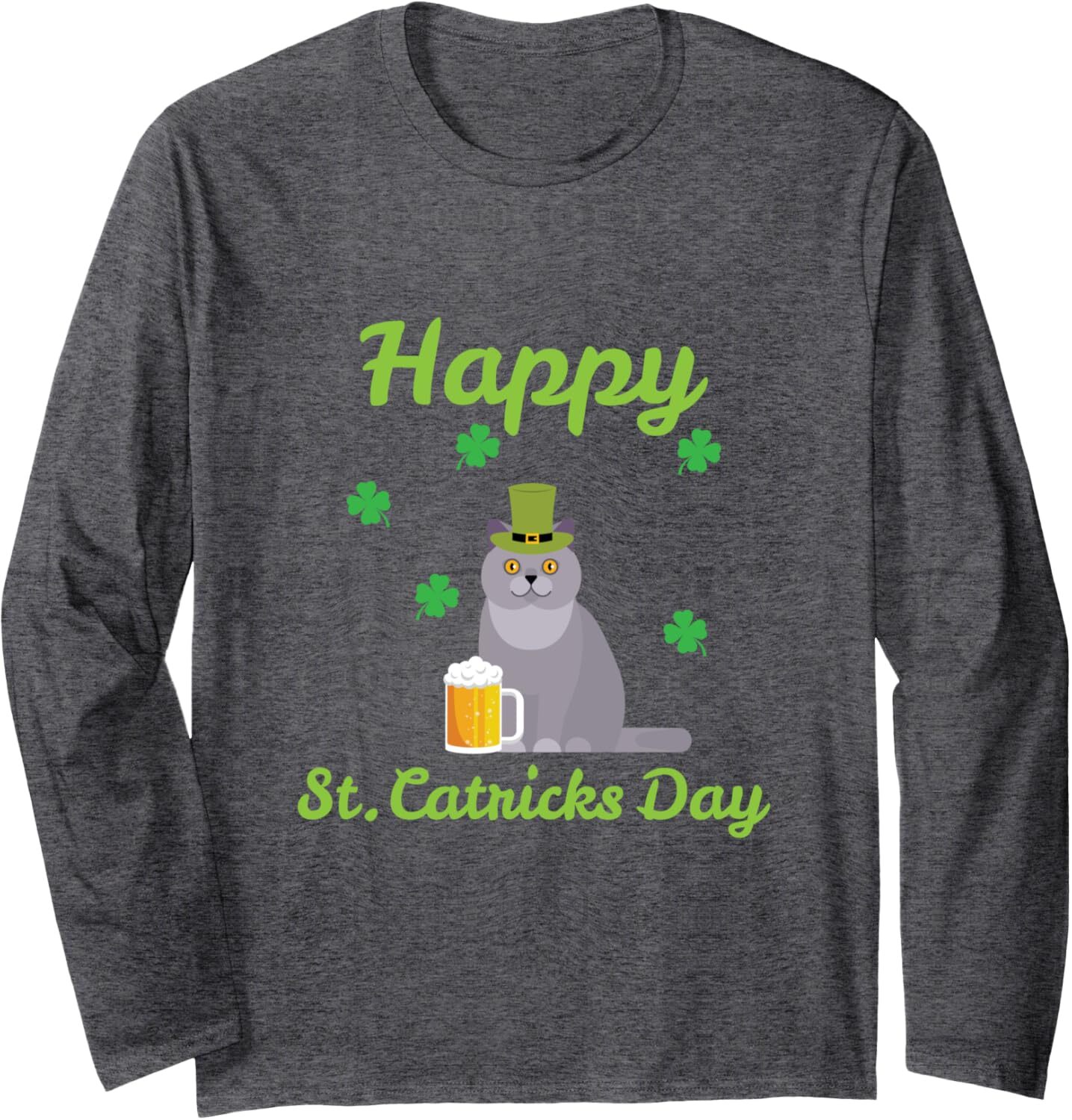 Long Sleeve Shirts for Men sweatshirt Happy St. Catricks Day Funny St. Patricks Cat Lovers Long Sleeve Tee Streetwear Casual tops clothes