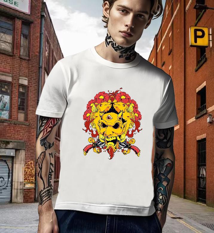 TOP Quality Men T Shirts 230g Pure Cotton skull Summer Casual Skull Breathable Crew Neck Men Clothes T-Shirt Fashion Casual Tops Shirt