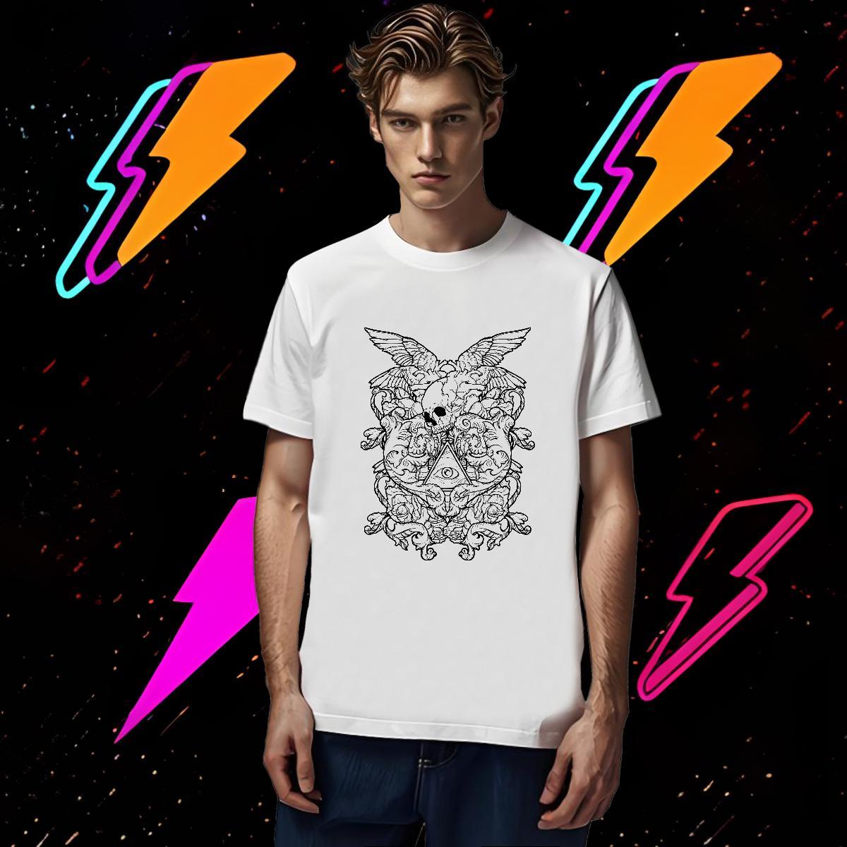 Brand T-Shirts 230g Pure Cotton skull Hip Hop Street Custom Cartoon Short Sleeve Soft Men Tshirts New Arrival Tees