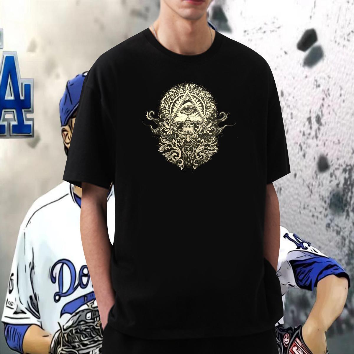 Classic Men T Shirts 100% Cotton 230g eye of the devil Sports Casual Custom Print Plus Size Short Sleeve Soft Tshirts Designer Fashion Top Tees