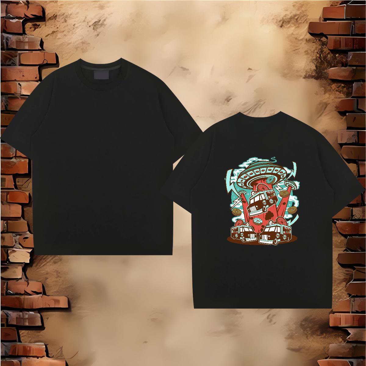 Loose Fit T Shirts Men 230g Pure Cotton ET Anime Printing Street DIY Short Sleeve Soft Men Tops Tees Fashion Designer Clothings