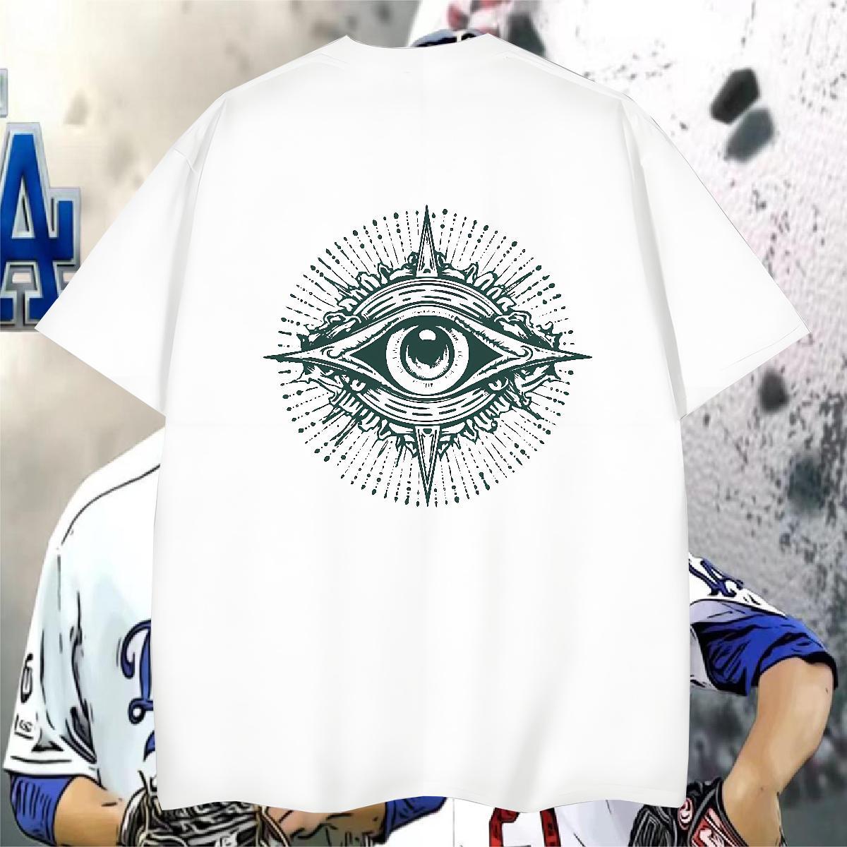 Unisex Man T Shirts 230g Pure Cotton eye of the devil Casual Daily Wear Anime Crew Neck Men Tees Casual New Tops Shirt