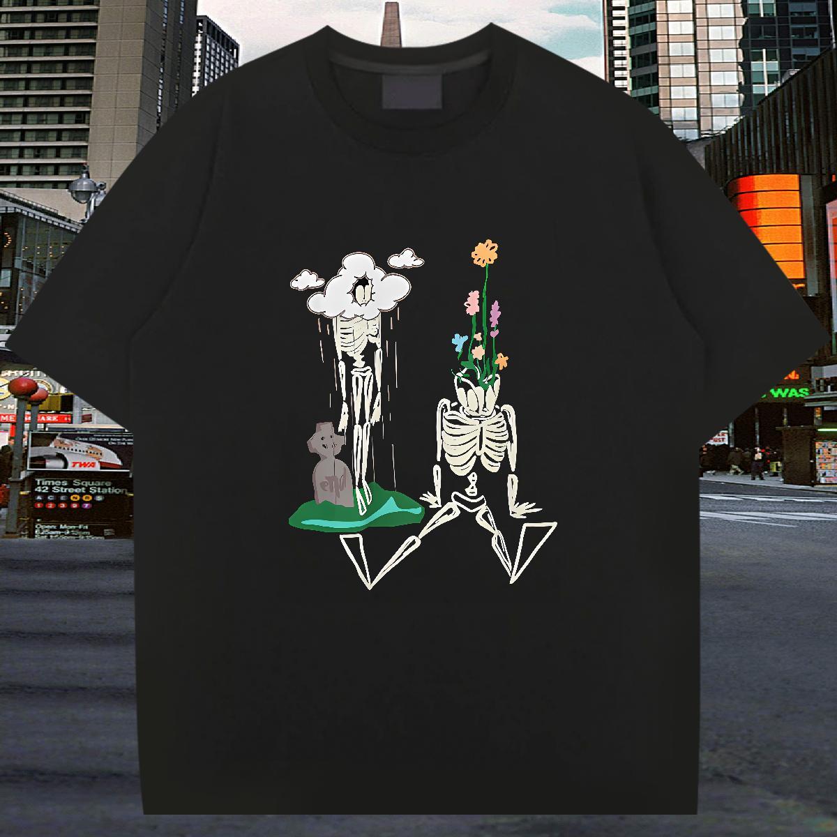 Brand Mens T Shirts 100% Cotton 230g skull Casual Anime Short Sleeve O-Neck Men Clothes T-Shirt DIY Tops Shirt