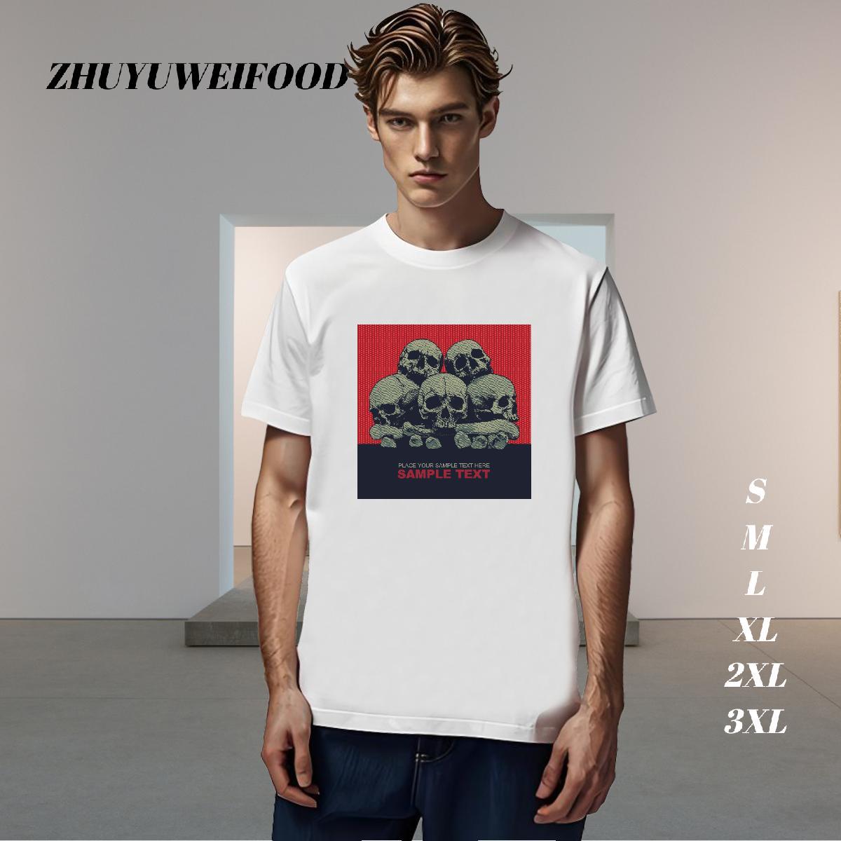 Classic Mens T Shirts 100% Cotton 230g skull Casual Daily Wear Custom Printing O Neck Short Sleeves Men Tees 2024 Designer Tee Shirt
