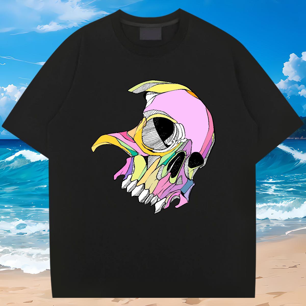 Designer Men T Shirts 100% Cotton 230g skull Summer Casual DIY Printed Breathable Crew Neck Couples T Shirts Casual New Clothes
