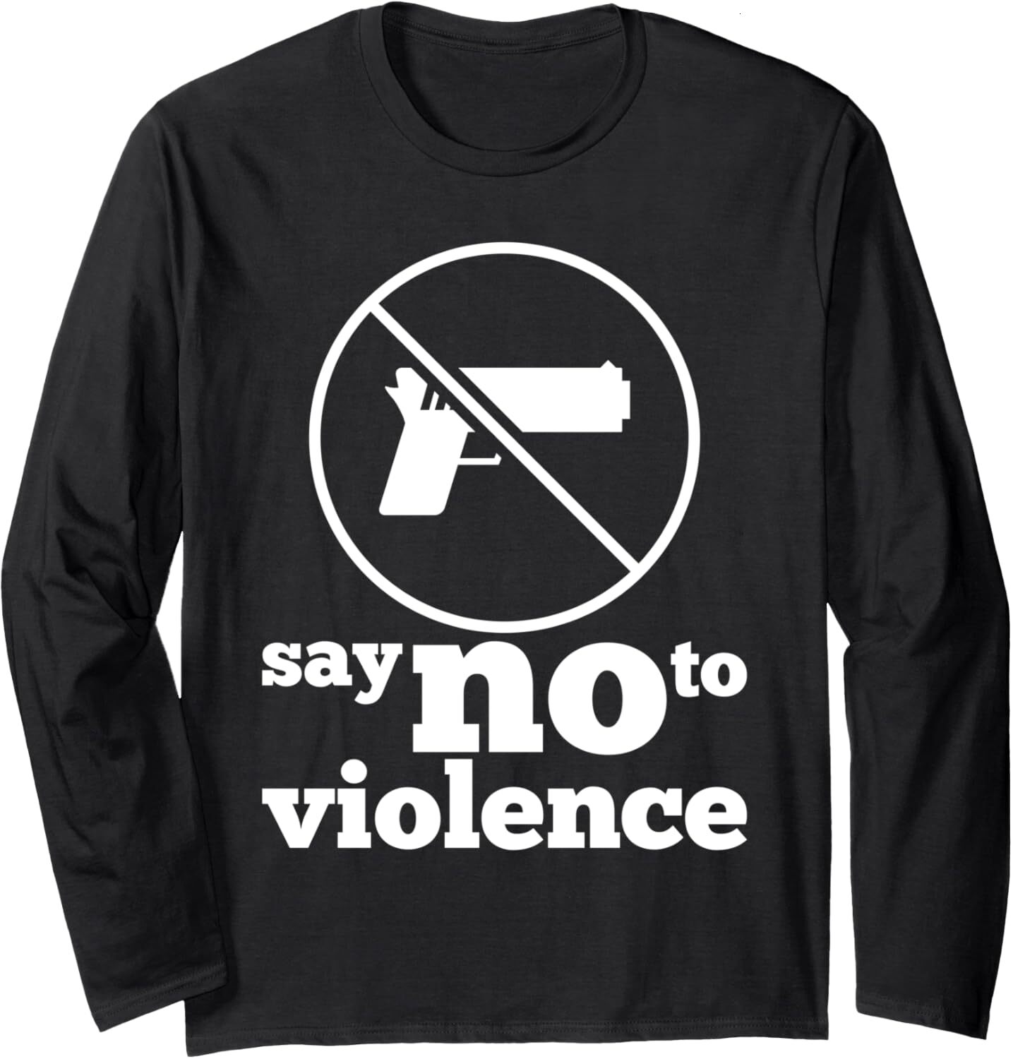 Long Sleeve Shirts for Men sweatshirt Say No To Violence No Weapon Sign Peace Day Long Sleeve Tee Streetwear Casual tops clothes