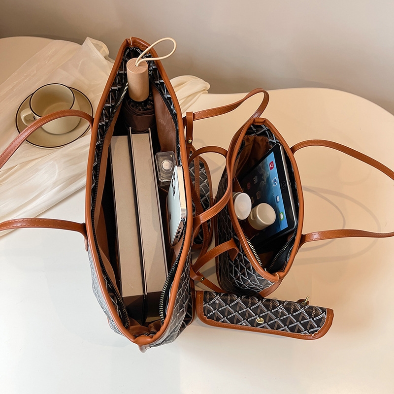 Solid Color Plaid PVC Tote Bag, Simple And Elegant, Suitable For Women's Daily Use, Commuting