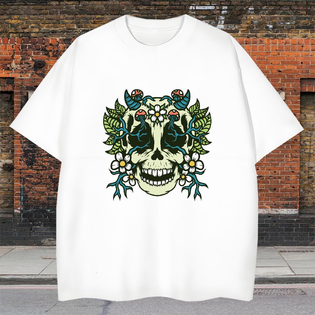 Brand T Shirts Men 230g 100% Cotton skull Sport Custom Printing Short Sleeve O-Neck Men Tshirts Designer Tees