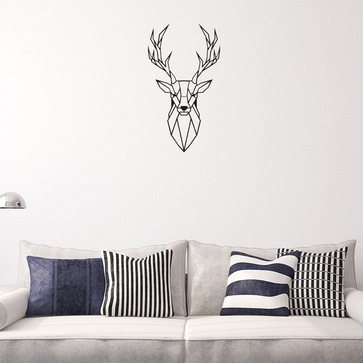 Deer Head Silhouette Wall Decoration Deer Metal Wall Sculpture Geometric Metal Wall Hanging Artwork