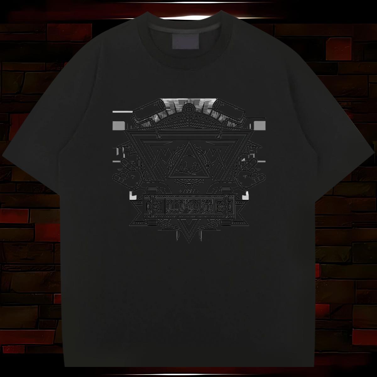 Loose T shirt 230g Cotton eye of the devil Street Casual Asian Size O-Neck Short Sleeve Mens Tshirts Casual New Clothes