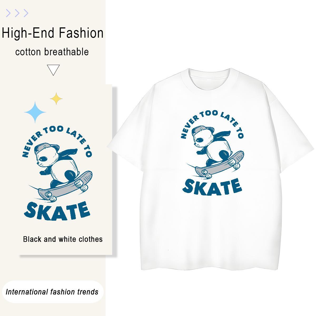 Loose fit Woman Tshirt 230g Pure Cotton letter Sports Casual T shirt O-Neck Short Sleeve Cartoon Anime Tee Shirt