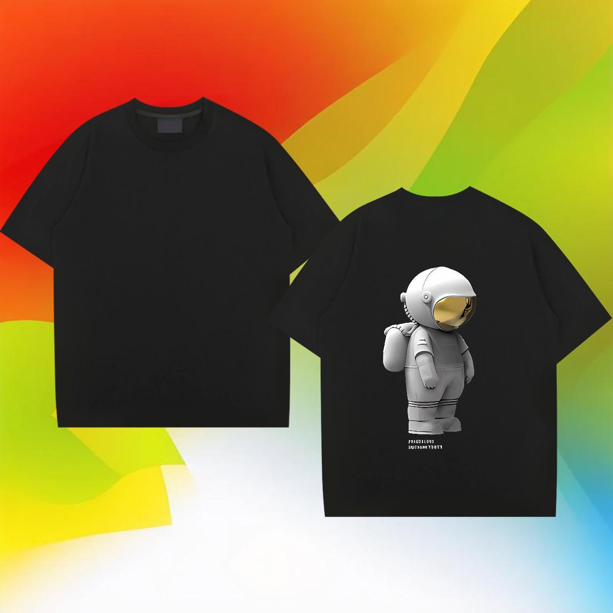 Wholesale T Shirt For Man 230g Pure Cotton spaceman Casual Daily Wear Floral Print Crew Neck Tshirts New Arrival Tees
