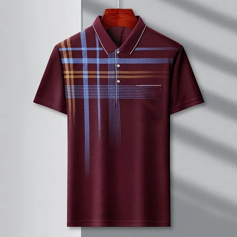 Casual Trend Men Polo-Neck Contrast Color Shirt Summer Male Clothes Fashion Business Office Short Sleeve Pure Cotton Tops 240824