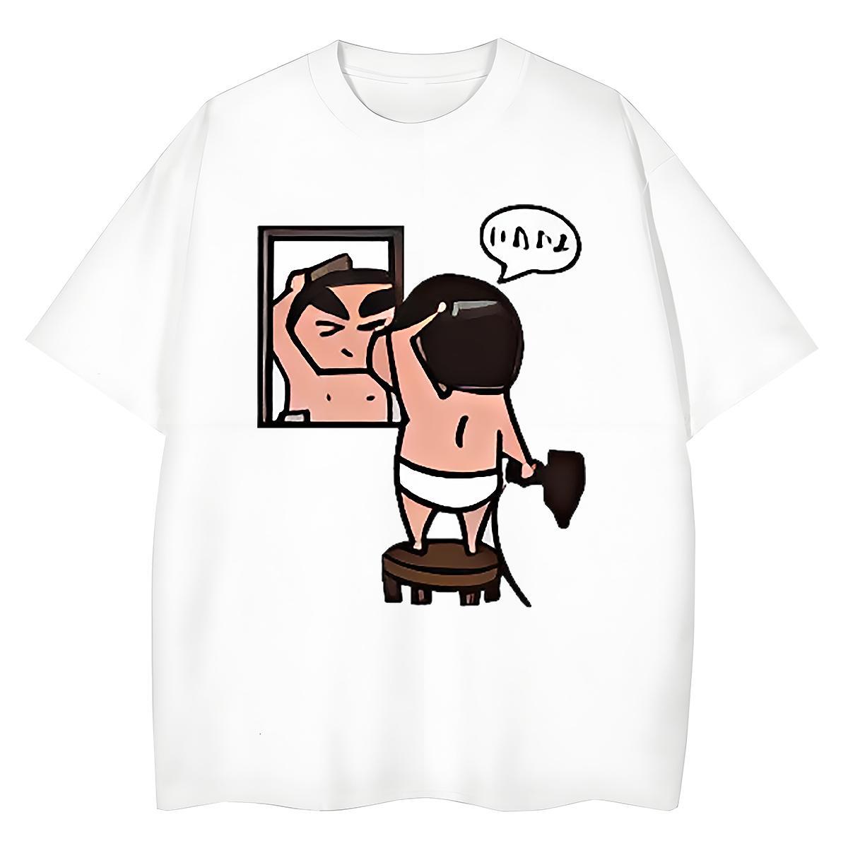 Popular Couples T Shirts 100% Cotton 230g animation High Street Hip Hop T Shirts Women Crew Neck Customized Tshirts