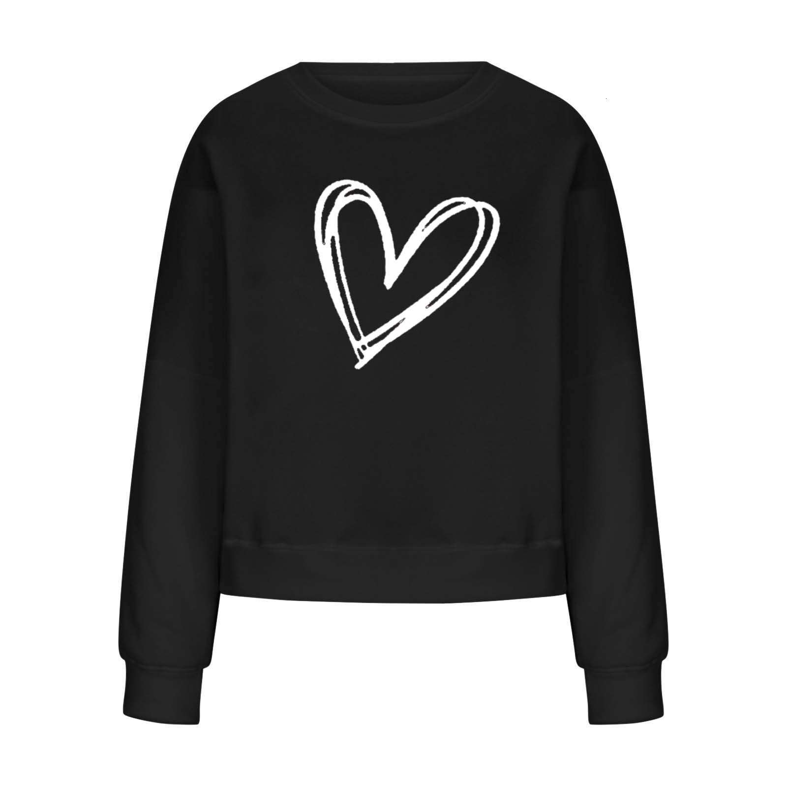 new heart-shaped printed hoodie loose plus size for women dongdumaoyi