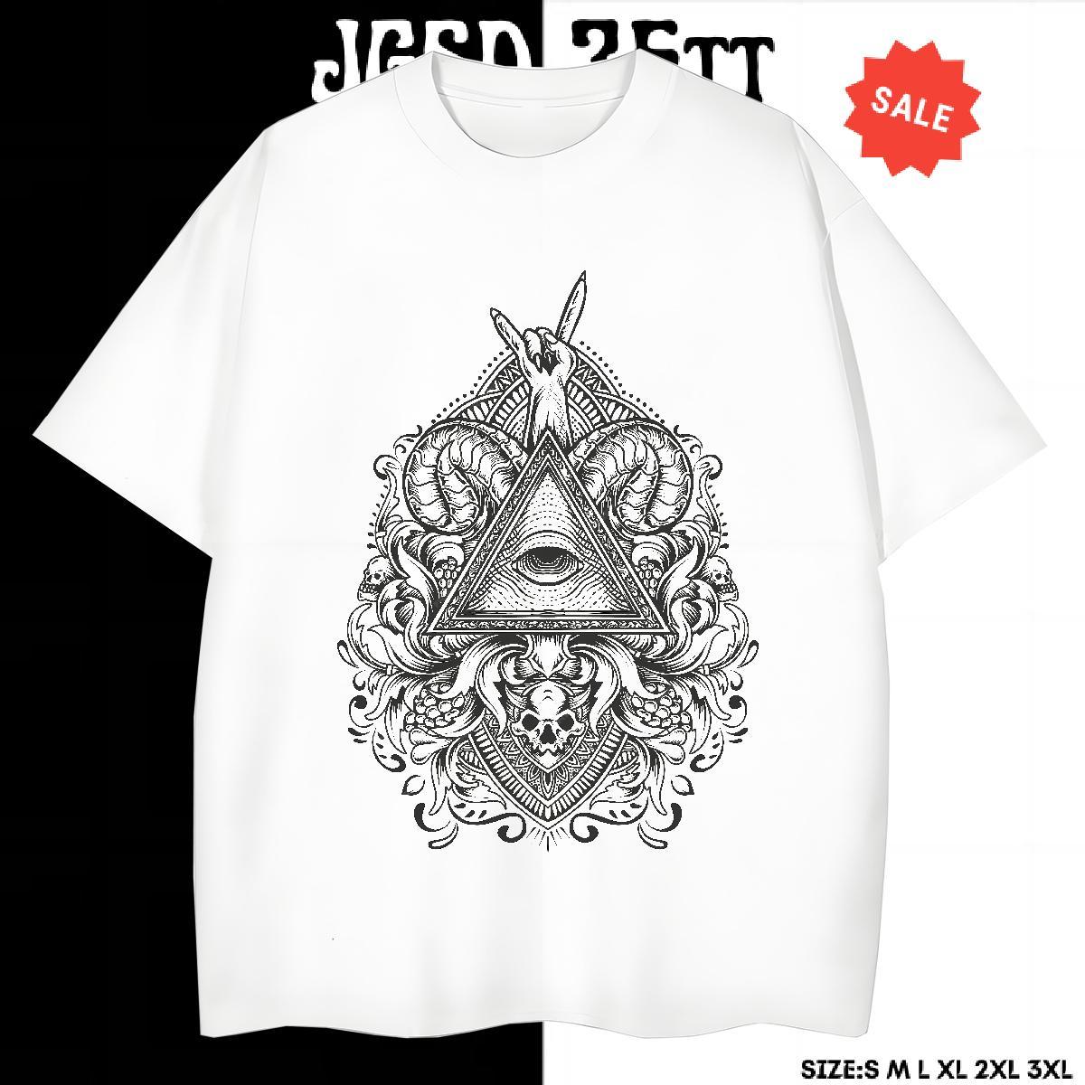 Cool T Shirts Men 230g 100% Cotton eye of the devil Hip Hop Street DIY Printed Breathable Short Sleeve Men Clothes T-Shirt 2024 Designer Tees