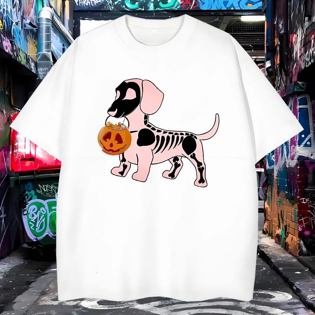 TOP Quality Mens T Shirts 230g Cotton dog Daily Outfit Skull Breathable Crew Neck Tshirt for Man Woman 2024 New Tops Tees
