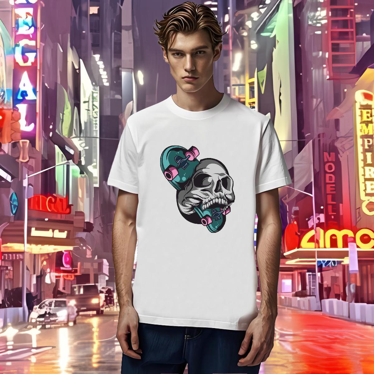 Free Shipping Men T Shirts 230g Cotton skull Anime Printing Street Oversized 3XL 4XL Breathable Short Sleeve Tshirts Classic Wear
