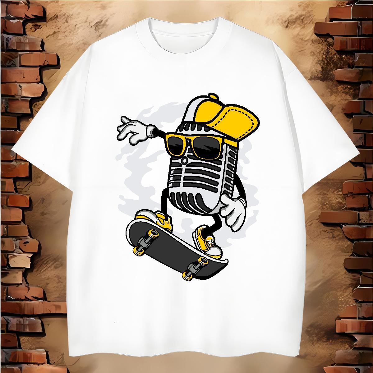 Wholesale T-Shirts 230g 100% Cotton microphone Sport DIY Printed Breathable Short Sleeve Men Tees Factory Direct Tees Shirts