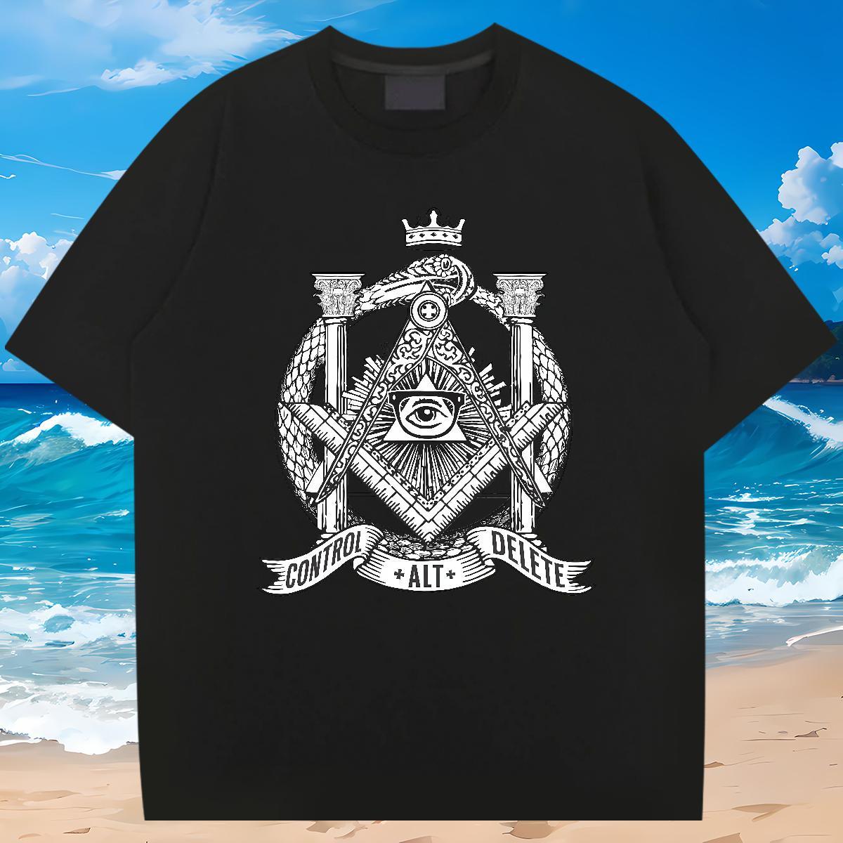 High Quality T Shirts Men 230g Cotton eye of the devil Beach Anime O-Neck Short Sleeve Tshirts New Tees