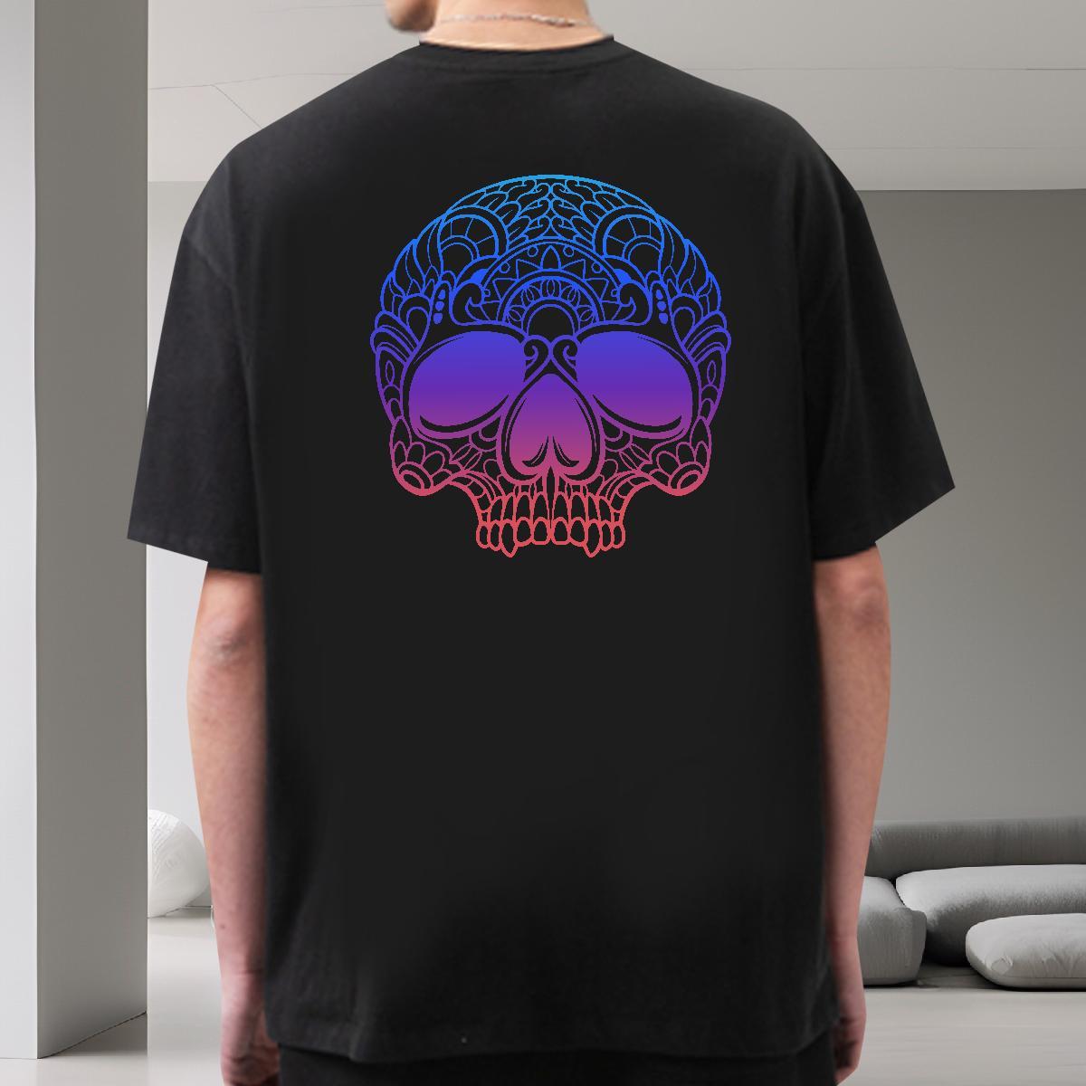 Popular T shirt 100% Cotton 230g skull Beach Black Oversized Round Neck Short Sleeve Mens Tshirts Brand Clothes