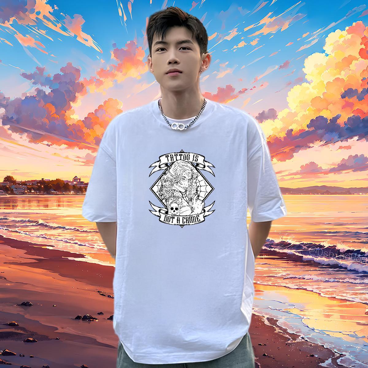 Cool T Shirts Men 230g Pure Cotton logo Outdoor DIY Anime Short Sleeve Soft Tshirt for Man Woman Fashion Tees